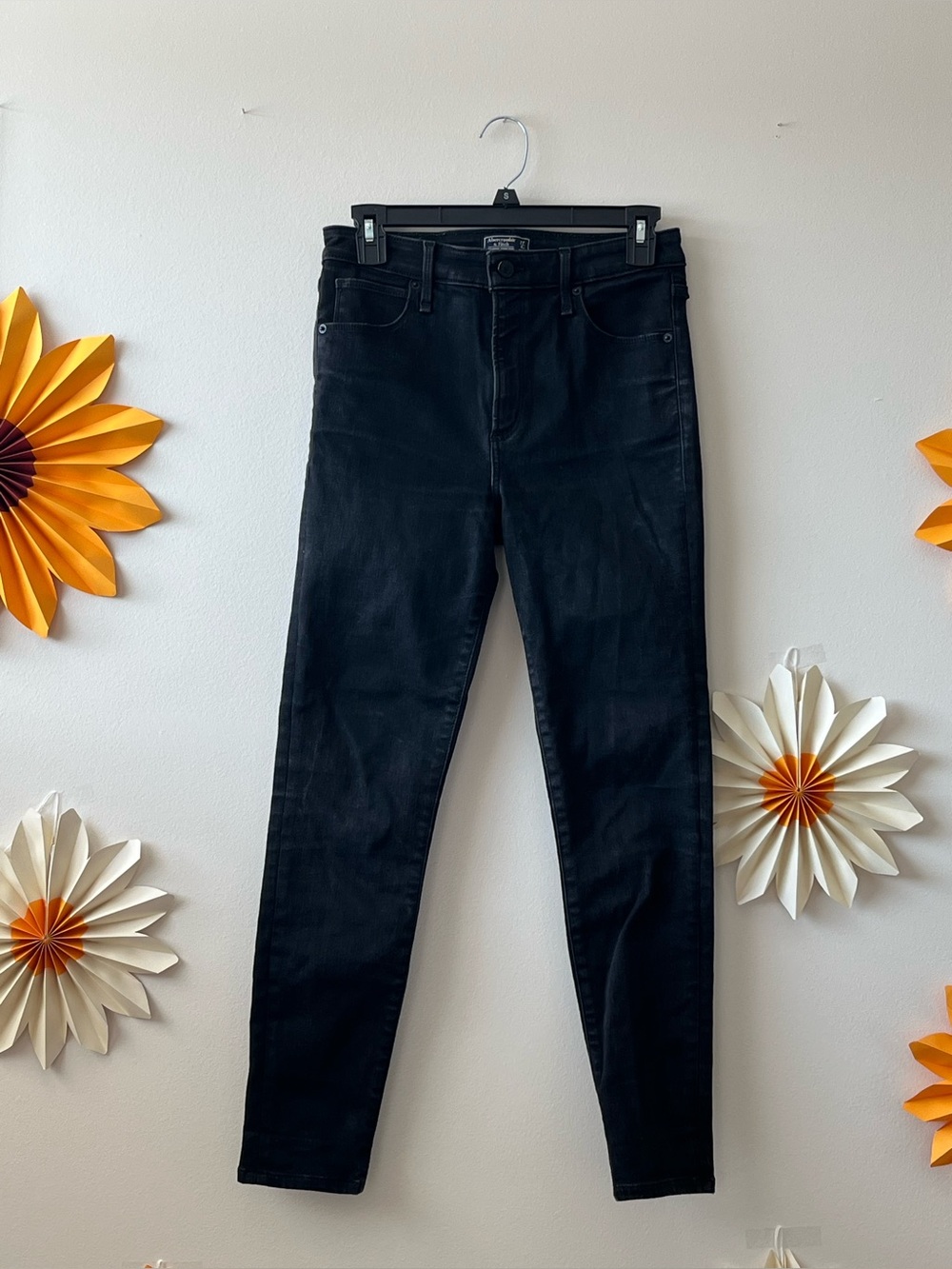 Abercrombie & Fitch High Rise Super Skinny Jeans Black
